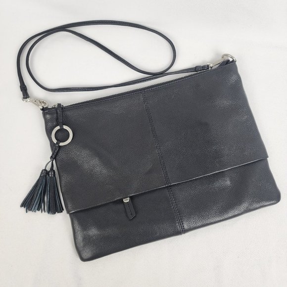 Sanctuary Black Leather Crossbody Oversize Clutch Purse - Picture 2 of 11